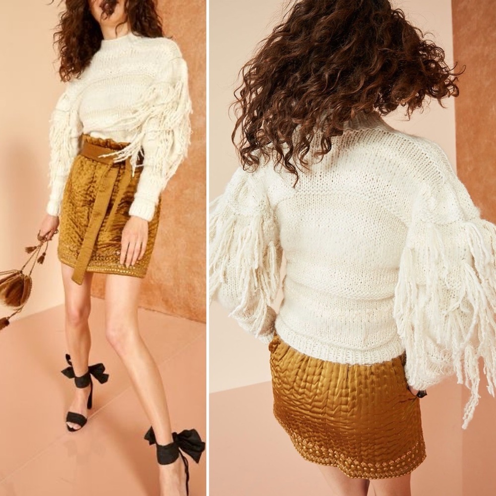 Ulla Johnson Delma Fringe Pullover Sweater Cream Ivory Tassel Knit Size P / XS - Picture 15 of 16